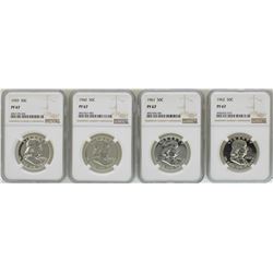 Lot of 1959-1962 Proof Franklin Half Dollar Coins NGC PF67