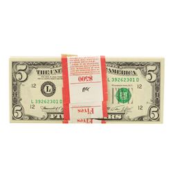 Pack of (100) Consecutive 1974 $5 Federal Reserve Notes San Francisco