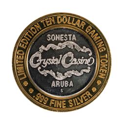 .999 Silver Crystal Casino Aruba $10 Casino Limited Edition Gaming Token