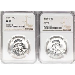Lot of 1959 & 1960 Franklin Half Dollar Coins NGC PF66
