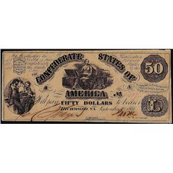 1861 $50 Confederate States of America Note