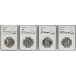 Lot of 1960-1963 Proof Franklin Half Dollar Coins NGC PF66