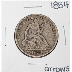 1854 Arrows Seated Liberty Half Dollar Coin