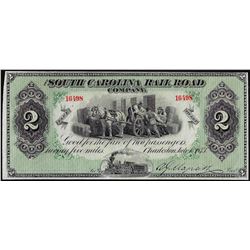 1873 $2 South Carolina Rail Road Company Obsolete Note