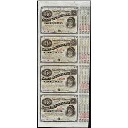 Uncut Sheet of (4) State of Louisiana Baby Bond Obsolete Notes