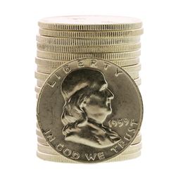 Roll of (20) Brilliant Uncirculated 1959 Franklin Half Dollar Coins