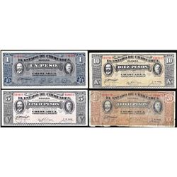 Lot of (4) State of Chihuahua Mexico Revolutionary Notes