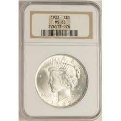 1923 $1 Peace Silver Dollar Coin NGC MS65