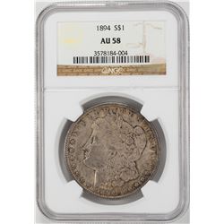 1894 $1 Morgan Silver Dollar Coin NGC AU58