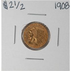 1908 $2 1/2 Indian Head Quarter Eagle Gold Coin