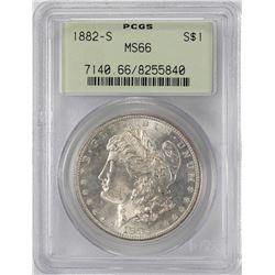1882-S $1 Morgan Silver Dollar Coin PCGS MS66 OGH