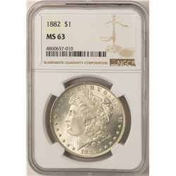 1882 $1 Morgan Silver Dollar Coin NGC MS63