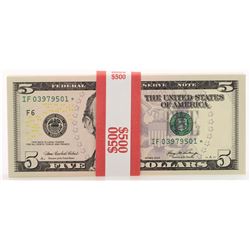 Pack of (100) Consecutive 2006 $5 Federal Reserve STAR Notes