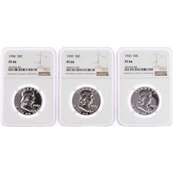 Lot of 1958-1960 Proof Franklin Half Dollar Coins NGC PF66