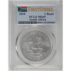 2018 South Africa Krugerrand Silver Coin PCGS MS69 First Issue