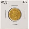 Image 1 : 1878 $3 Indian Princess Head Gold Dollar Coin
