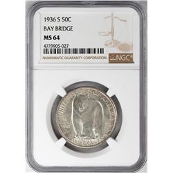 1936-S Oakland Bay Bridge Commemorative Half Dollar Coin NGC MS64