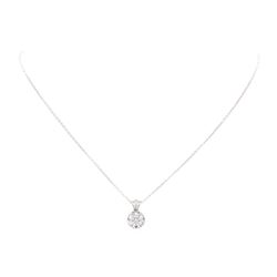 14KT White Gold 0.50 ctw Diamond Cluster Pendant with Chain
