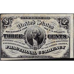 March 3, 1863 Three Cents Third Issue Fractional Currency Note