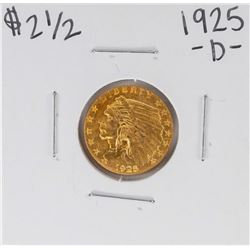 1925-D $2 1/2 Indian Head Quarter Eagle Gold Coin
