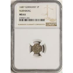 1687 Germany Nurnberg Pfennig Coin NGC MS61