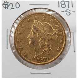 1871-S $20 Liberty Head Double Eagle Gold Coin