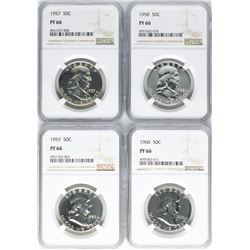 Lot of 1957-1960 Proof Franklin Half Dollar Coins NGC PF66