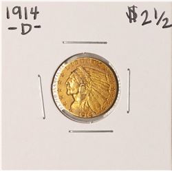 1914-D $2 1/2 Indian Head Quarter Eagle Gold Coin