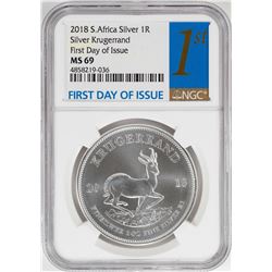 2018 South Africa Krugerrand Silver Coin NGC MS69 First Day of Issue