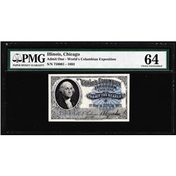 1893 World's Columbian Exposition Ticket Washington PMG Choice Uncirculated 64