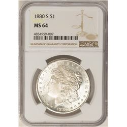 1880-S $1 Morgan Silver Dollar Coin NGC MS64