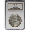 Image 1 : 1887 $1 Morgan Silver Dollar Coin NGC MS63 Amazing Reverse Toning