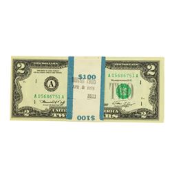 Original Pack of (50) Consecutive 1976 $2 Federal Reserve Notes Boston