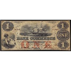 1861 $1 Bank of Commerce Georgia Obsolete Note