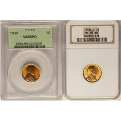 Lot of 1930 & 1936-D Lincoln Wheat Cent Coins PCGS/NGC MS65RD