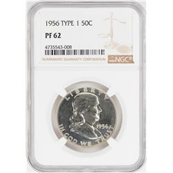 1956 Type 1 Proof Franklin Half Dollar Coin NGC PF62