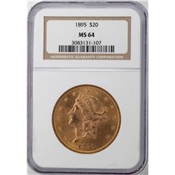 1895 $20 Liberty Head Double Eagle Gold Coin NGC MS64
