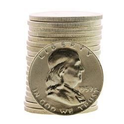 Roll of (20) Brilliant Uncirculated 1959 Franklin Half Dollar Coins