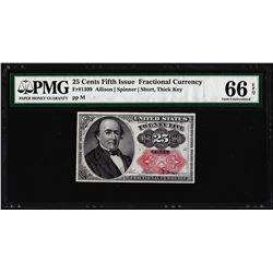 1874 25 Cents Fifth Issue Fractional Currency Note Fr.1309 PMG Gem Uncirculated 66EPQ