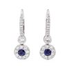 Image 1 : 18KT White Gold 1.22 ctw Sapphire And Diamond Halo Earrings