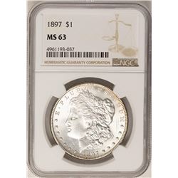 1897 $1 Morgan Silver Dollar Coin NGC MS63
