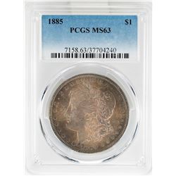 1885 $1 Morgan Silver Dollar Coin PCGS MS63 Nice Toning