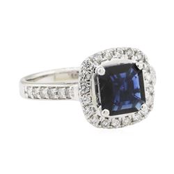1.79 ctw Sapphire and Diamond Ring - 14KT White Gold