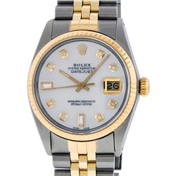 Rolex Mens 2 Tone 14K MOP Diamond 36MM Datejust Wristwatch