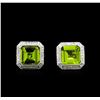 Image 1 : 6.67 ctw Peridot and Diamond Earrings - 18KT White Gold