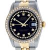 Image 2 : Rolex Mens 2 Tone 14K Black String VS Diamond Datejust Wristwatch