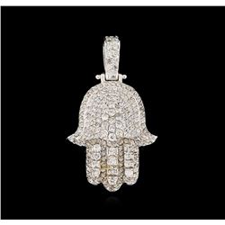 2.10 ctw Diamond Hamsa Pendant - 14KT White Gold