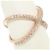 Image 3 : 14k Rose Gold 0.50 ctw 45 Round Brilliant Diamond Simple X Ex Cross Band Ring