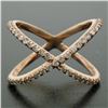 Image 6 : 14k Rose Gold 0.50 ctw 45 Round Brilliant Diamond Simple X Ex Cross Band Ring