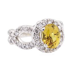 4.47 ctw Yellow Sapphire And Diamond Ring - 14KT White Gold